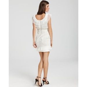 BCBGMAXAZRIA White Briana Ruched Sleeveless Dress